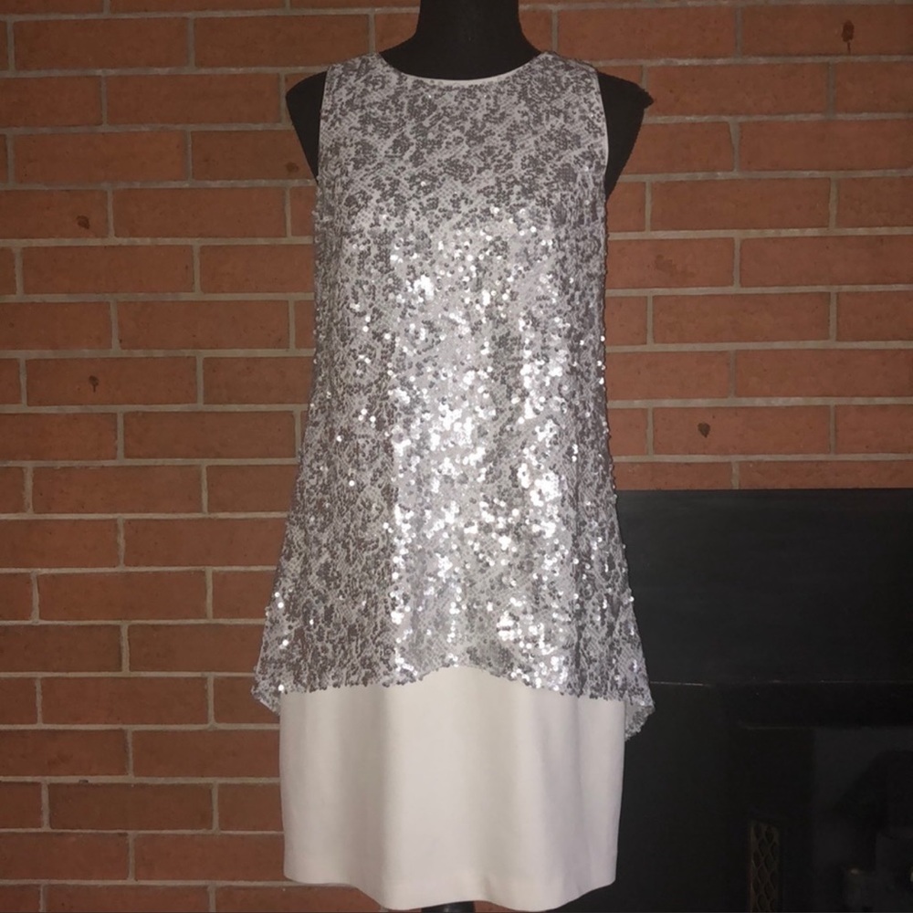 🍾AIDAN MATTOX🍾SEQUIN OVERLAY DRESS with TAIL🍾